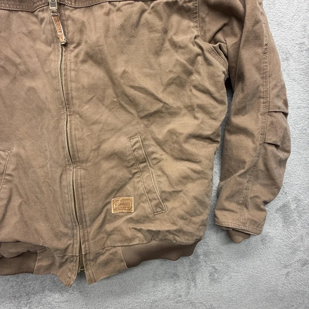 Schmidt Workwear Jacket Mens XLT‎ Brown Bomber Lined Insulated Pockets Canvas